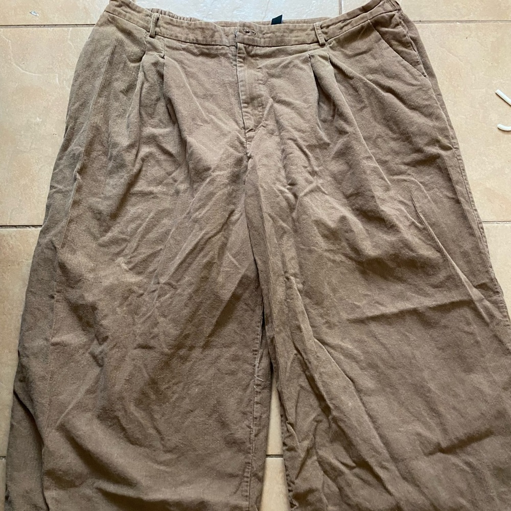 Brown plus size corduroy pants